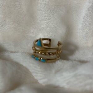 Triangle turquoise stacked adjustable ring